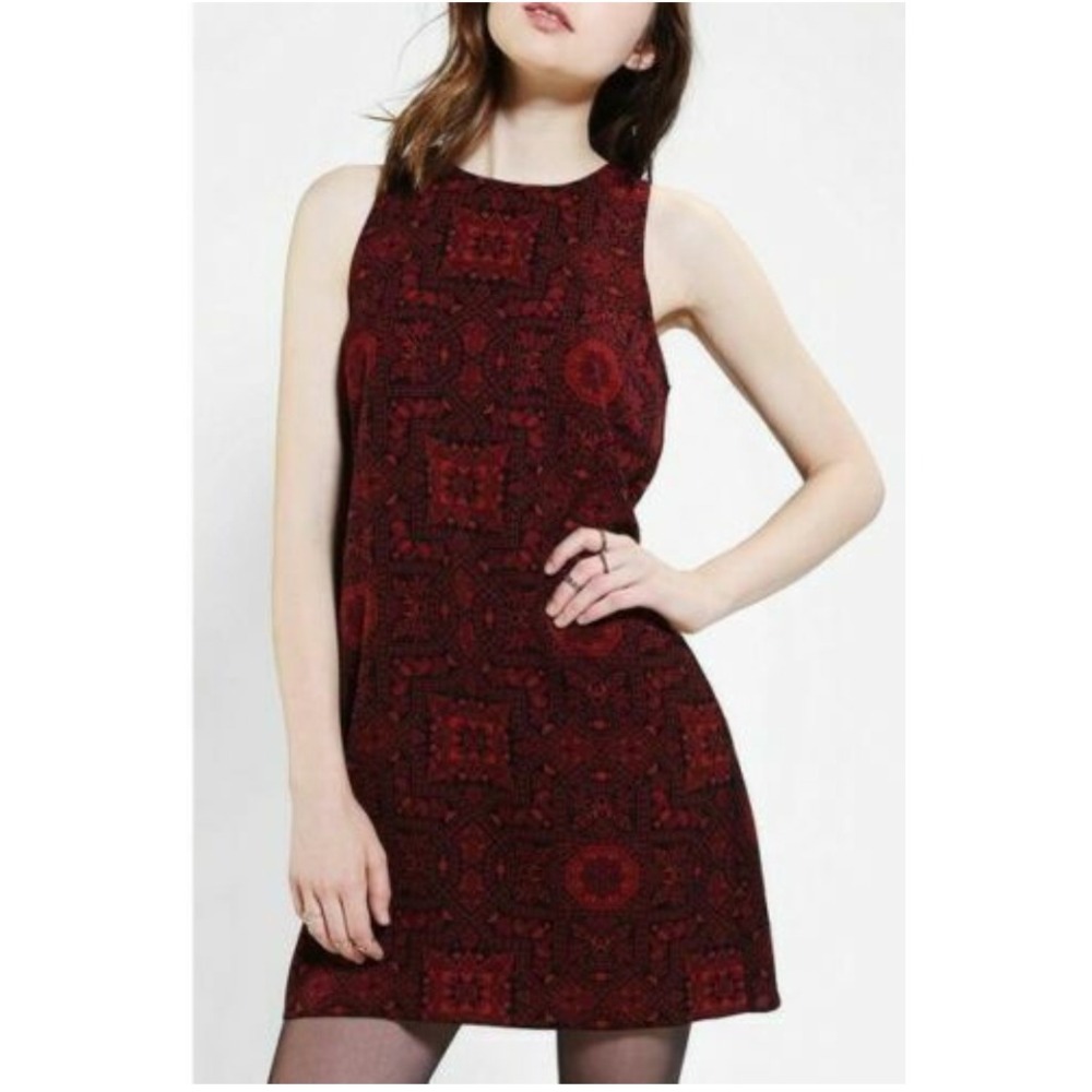 Staring at Stars Dress XS Red Black Print‎ Sleeveless Casual Mini Cute